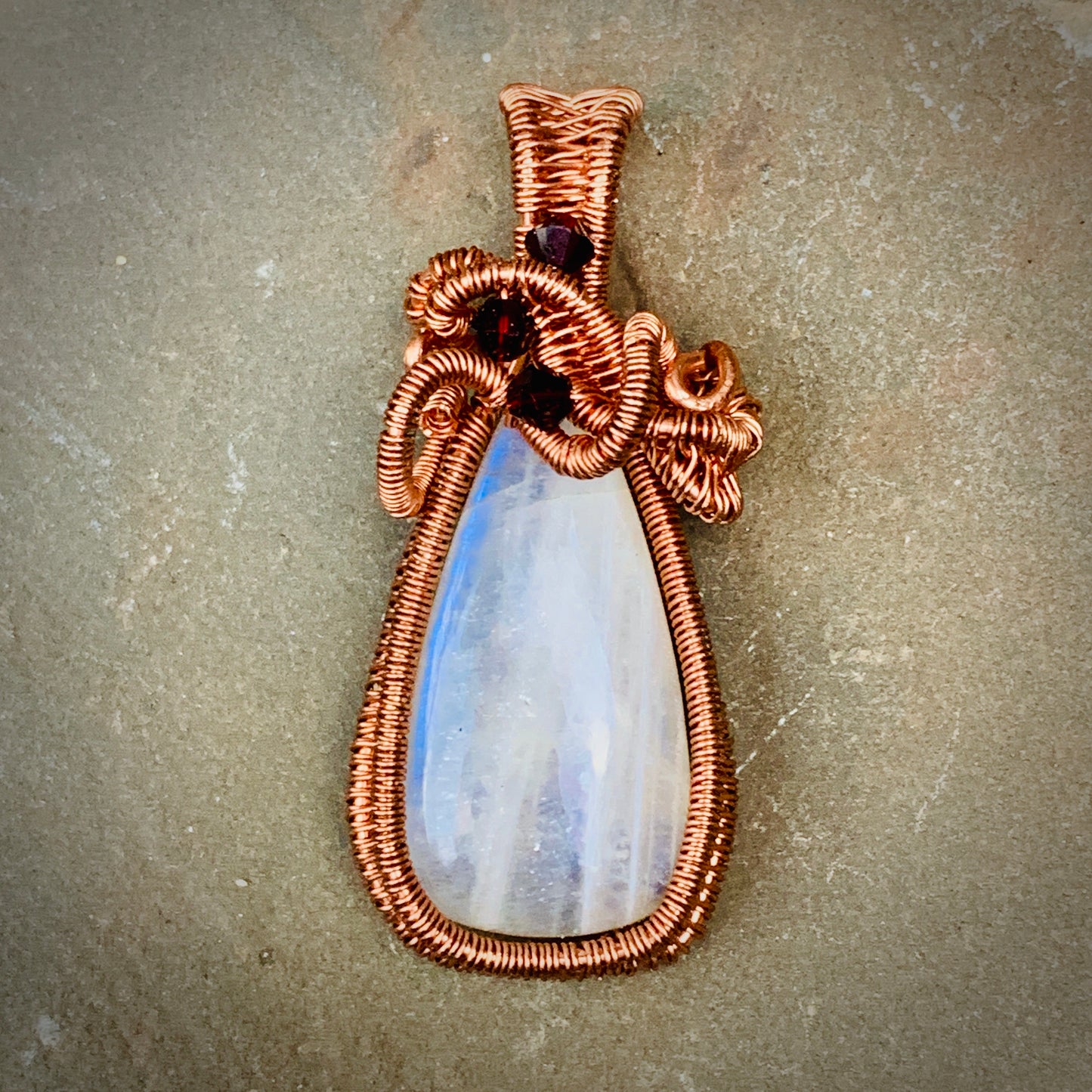 Copper Woven Moonstone - Teardrop