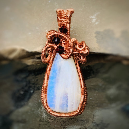 Copper Woven Moonstone - Teardrop