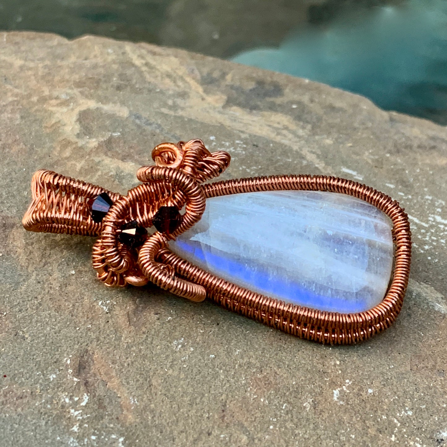 Copper Woven Moonstone - Teardrop
