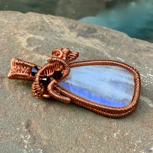 Copper Woven Moonstone - Teardrop