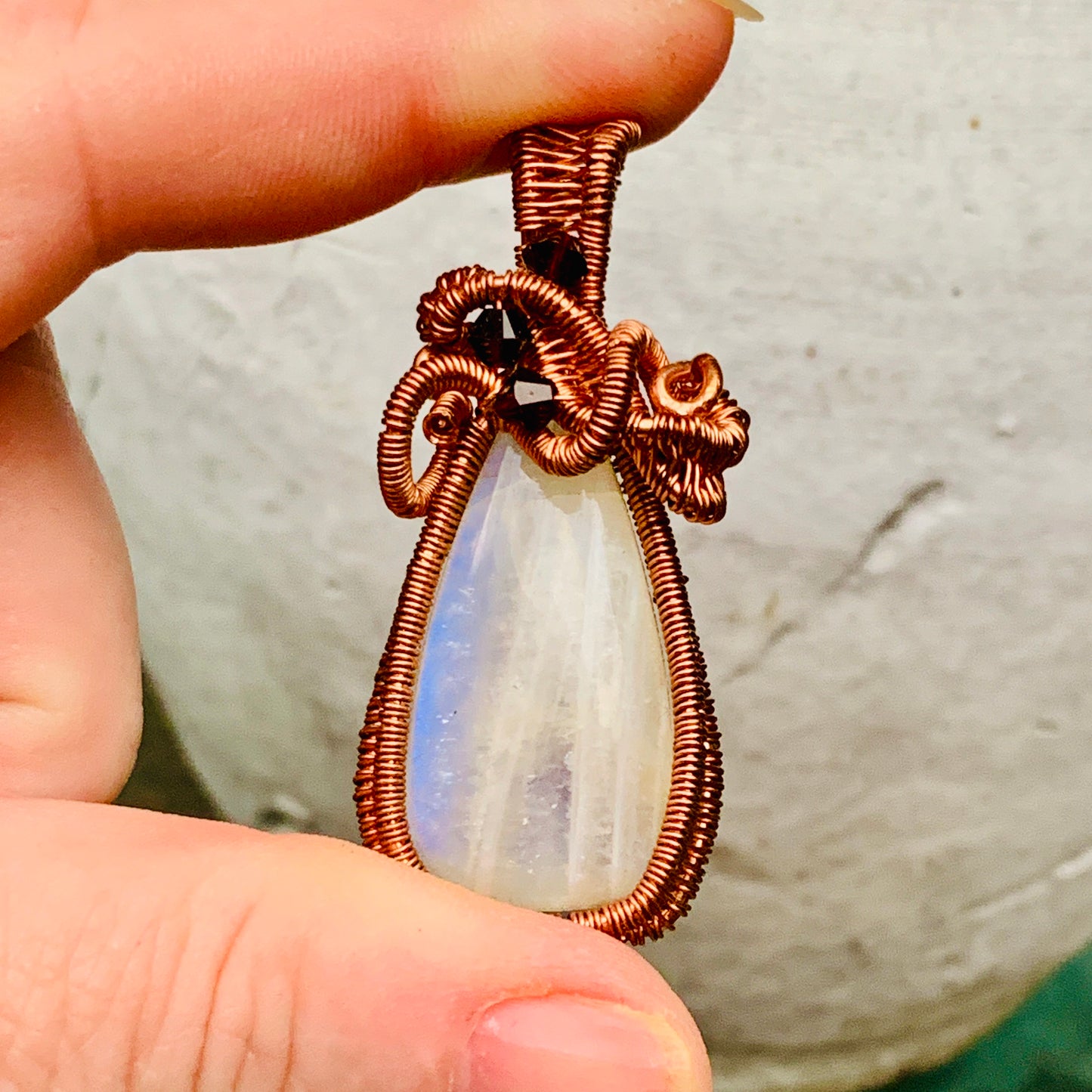 Copper Woven Moonstone - Teardrop