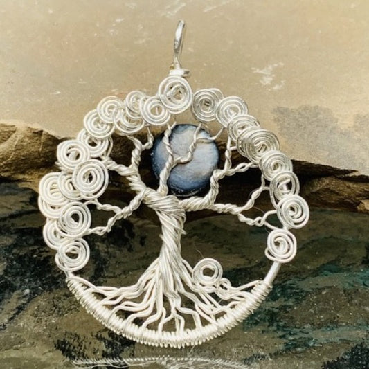 Sterling Silver Spiral Tree - Black Moon