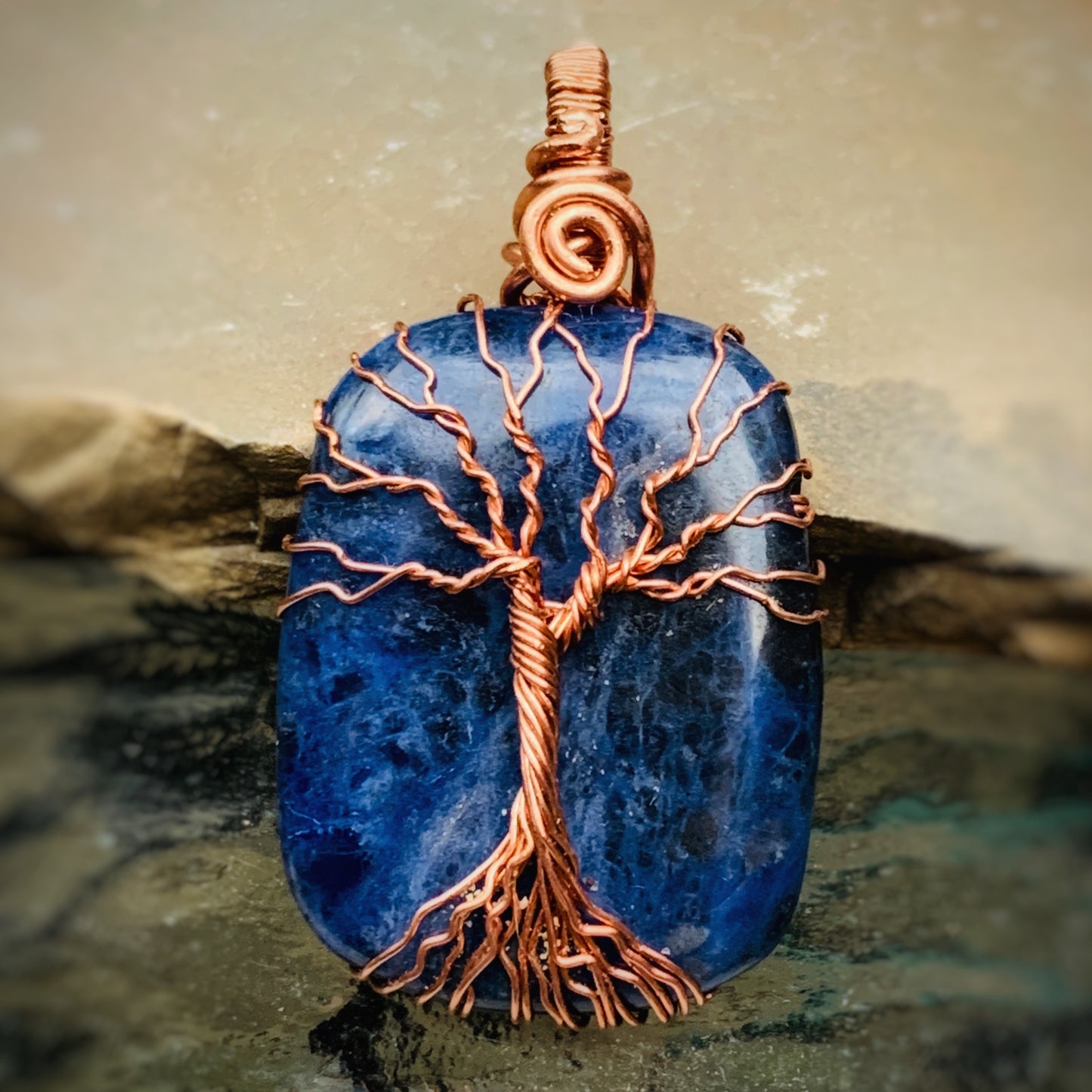 Lapis Tree of Life Necklace in Copper