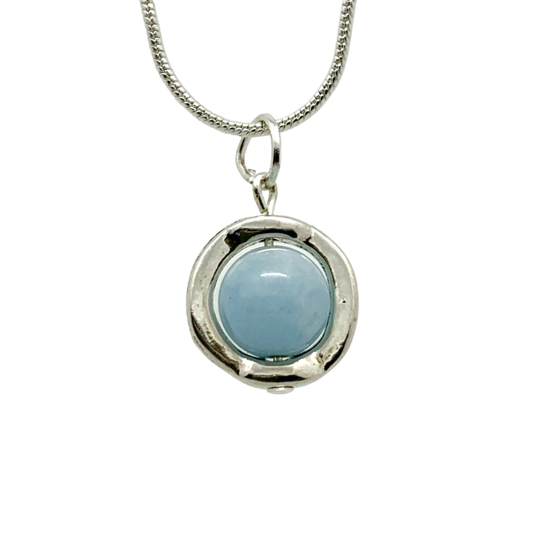 Aquamarine Gemstone Spinner Necklace