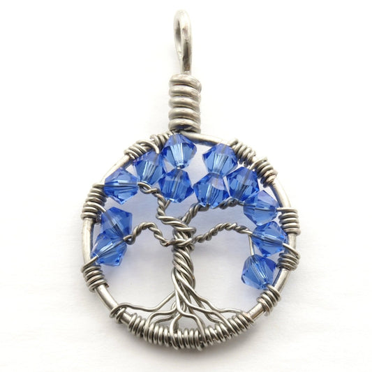 Sapphire Crystal Tree of Life Pendant ~ September Birthstone