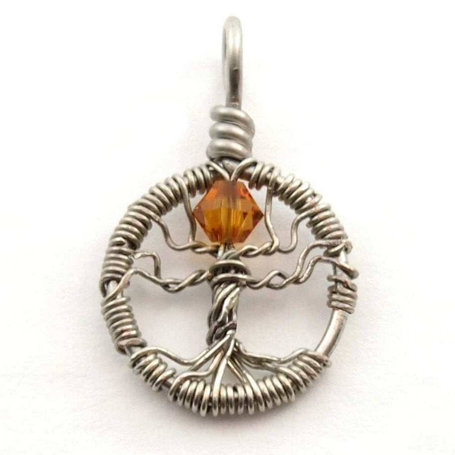 Delicate Topaz Crystal Tree of Life Pendant ~ November Birthstone