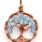 Aquamarine Crystal Tree of Life Pendant ~ March Birthstone