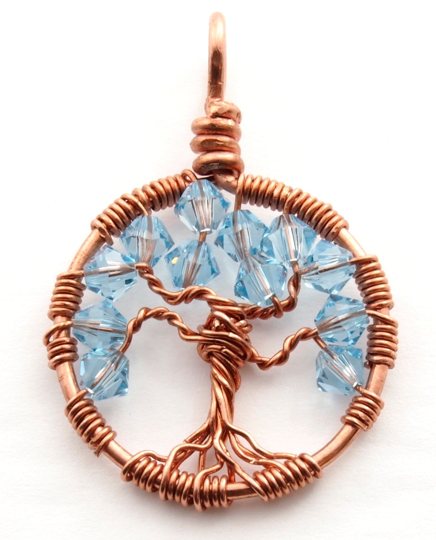 Aquamarine Crystal Tree of Life Pendant ~ March Birthstone