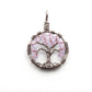An image of the June birthstone tree of life pendant from Uncorked & Bottled Up made with Alexandrite Swarovski crystals and silver wire