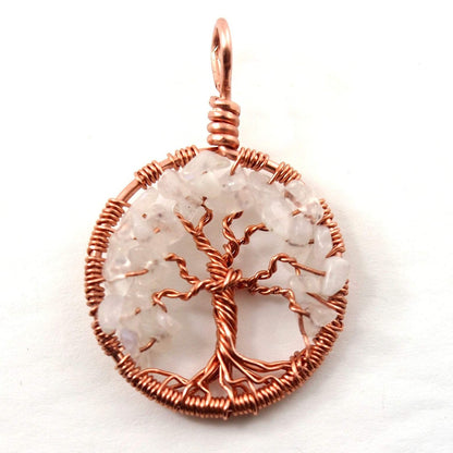 Rainbow Moonstone Tree of Life Pendant