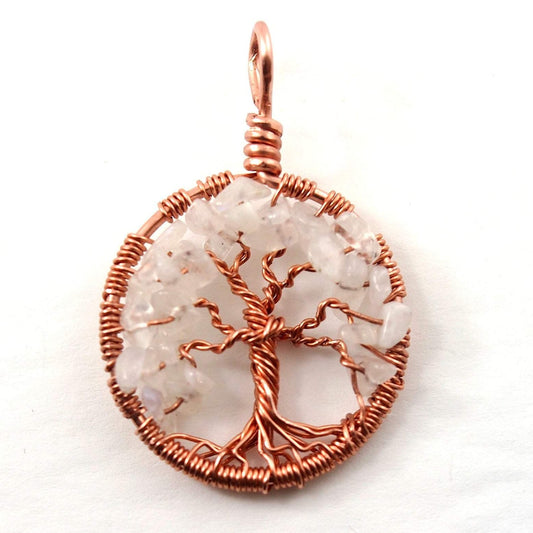 Rainbow Moonstone Tree of Life Pendant