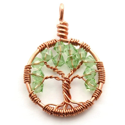 Peridot Crystal Tree of Life Pendant ~ August Birthstone