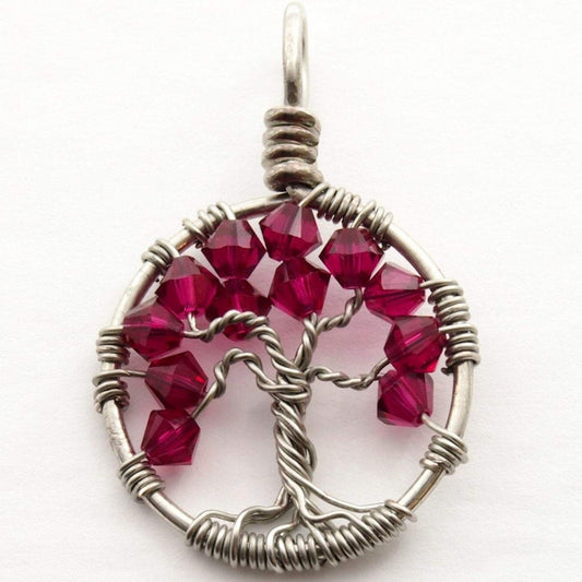 Ruby Crystal Tree of Life Pendant ~ July Birthstone