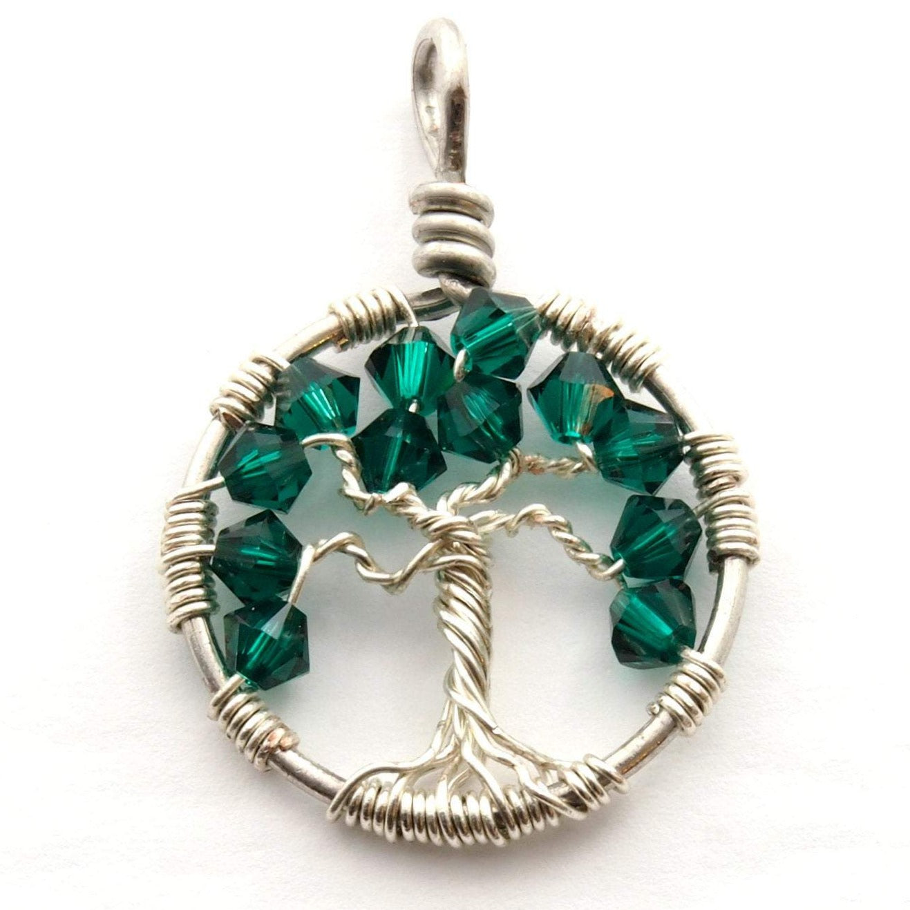 Emerald Crystal Tree of Life Pendant ~ May Birthstone