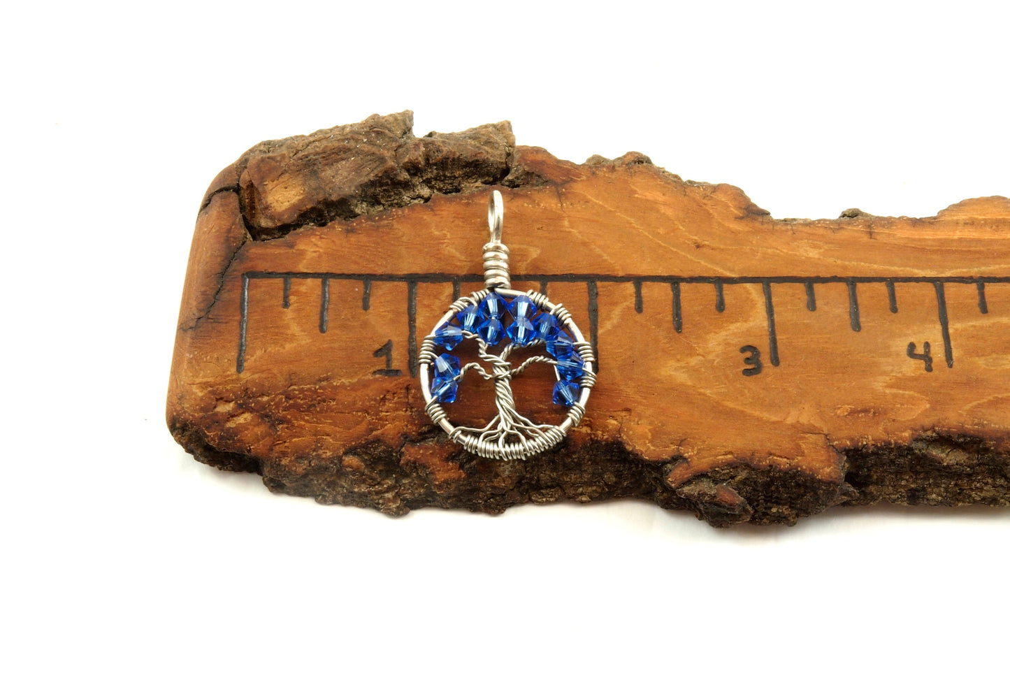 Sapphire Crystal Tree of Life Pendant ~ September Birthstone