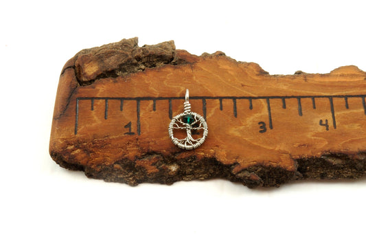 Delicate Blue Zircon Crystal Tree of Life Pendant ~ December Birthstone