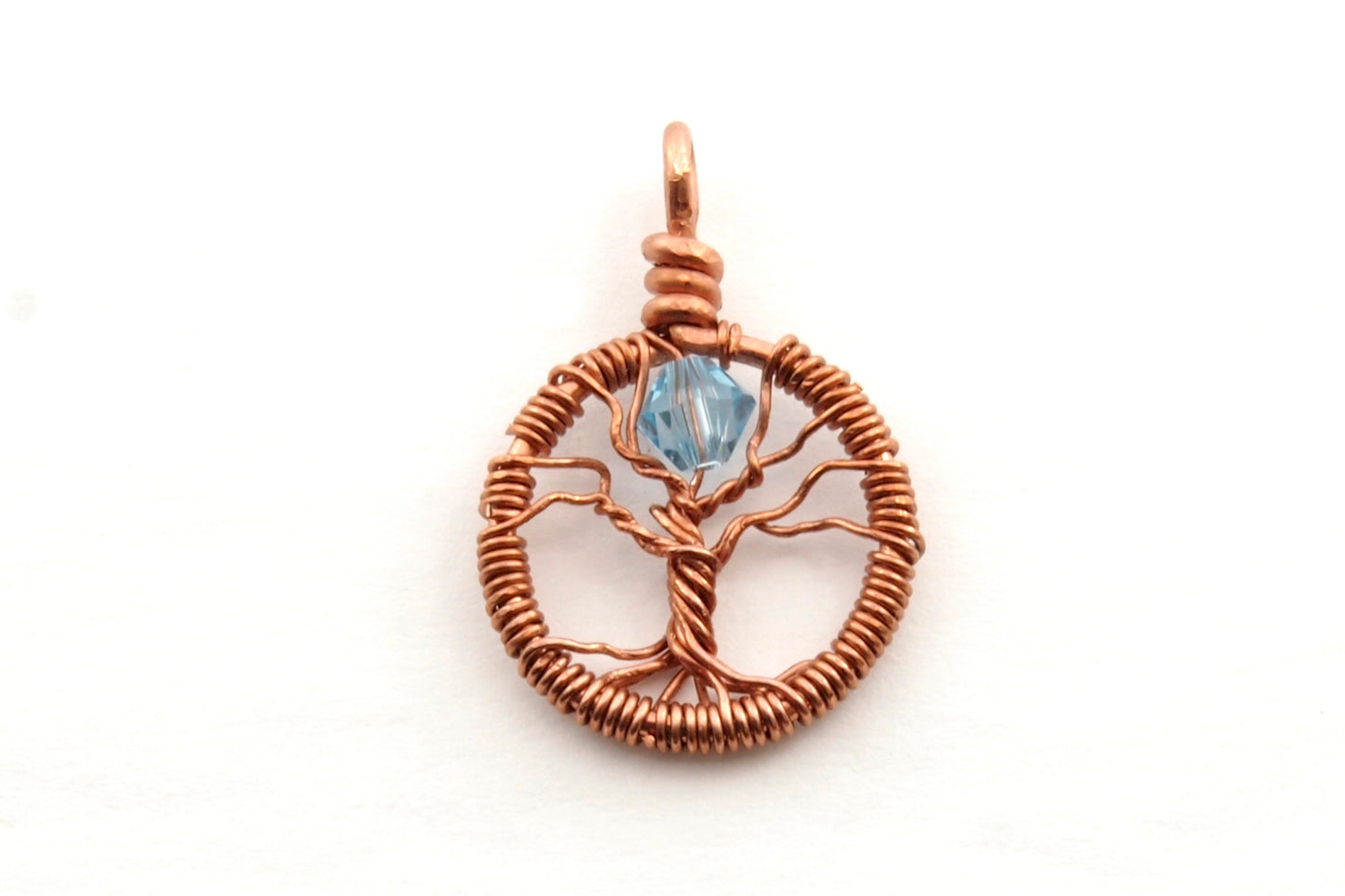 Delicate Aquamarine Crystal Tree of Life Pendant ~ March Birthstone