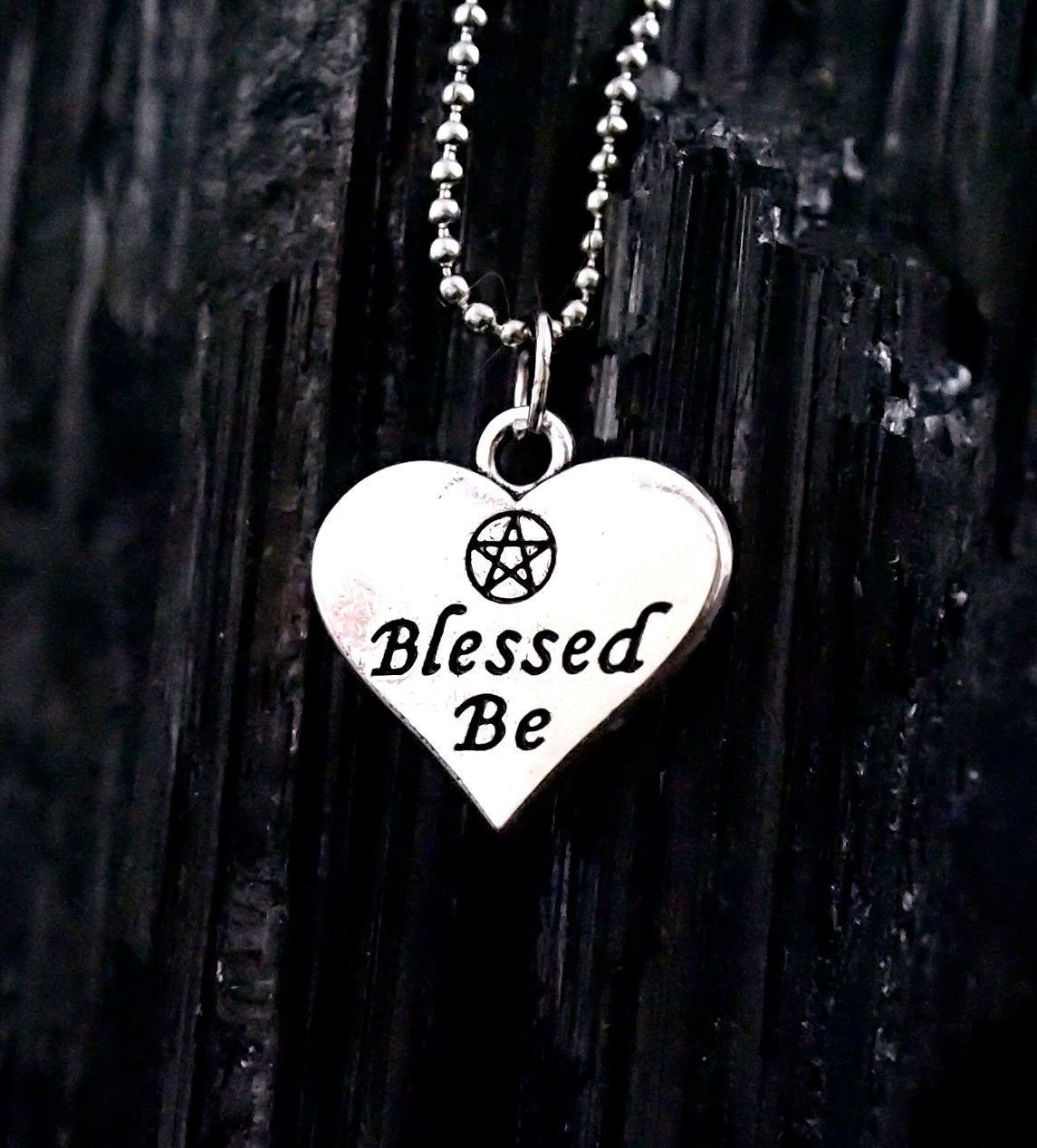 Blessed Be ~ Heart Shaped Pentacle Amulet