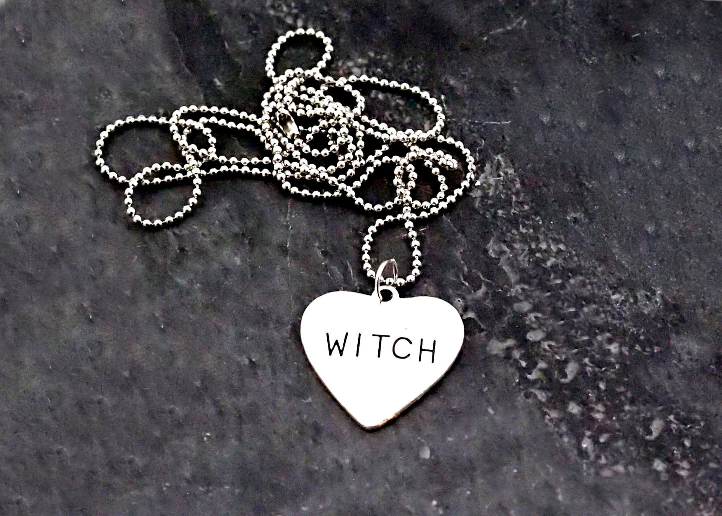 Witch Charm Necklace ~ Heart Amulet