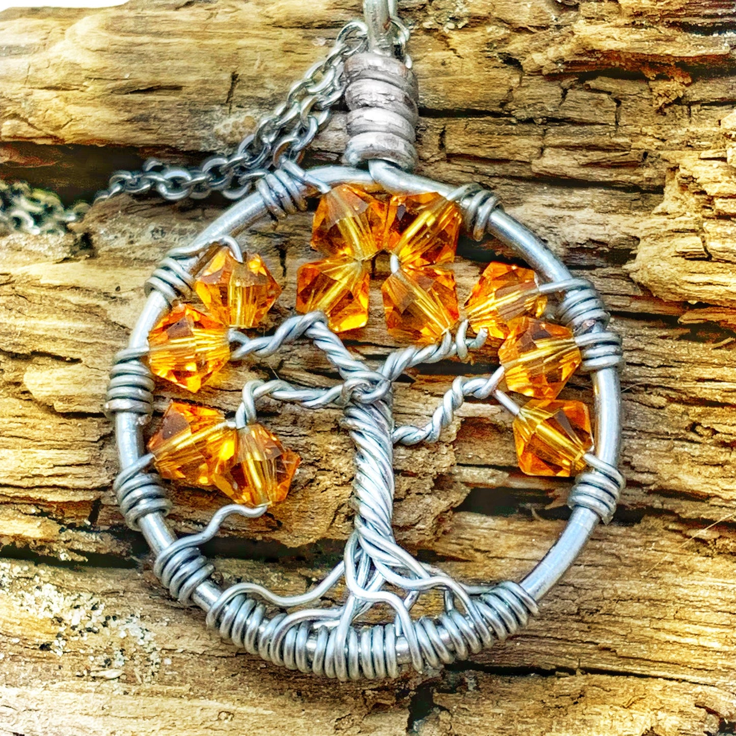 Topaz Crystal Tree of Life Pendant ~ November Birthstone