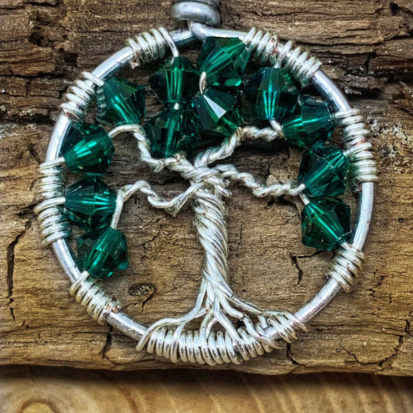 Emerald Crystal Tree of Life Pendant ~ May Birthstone