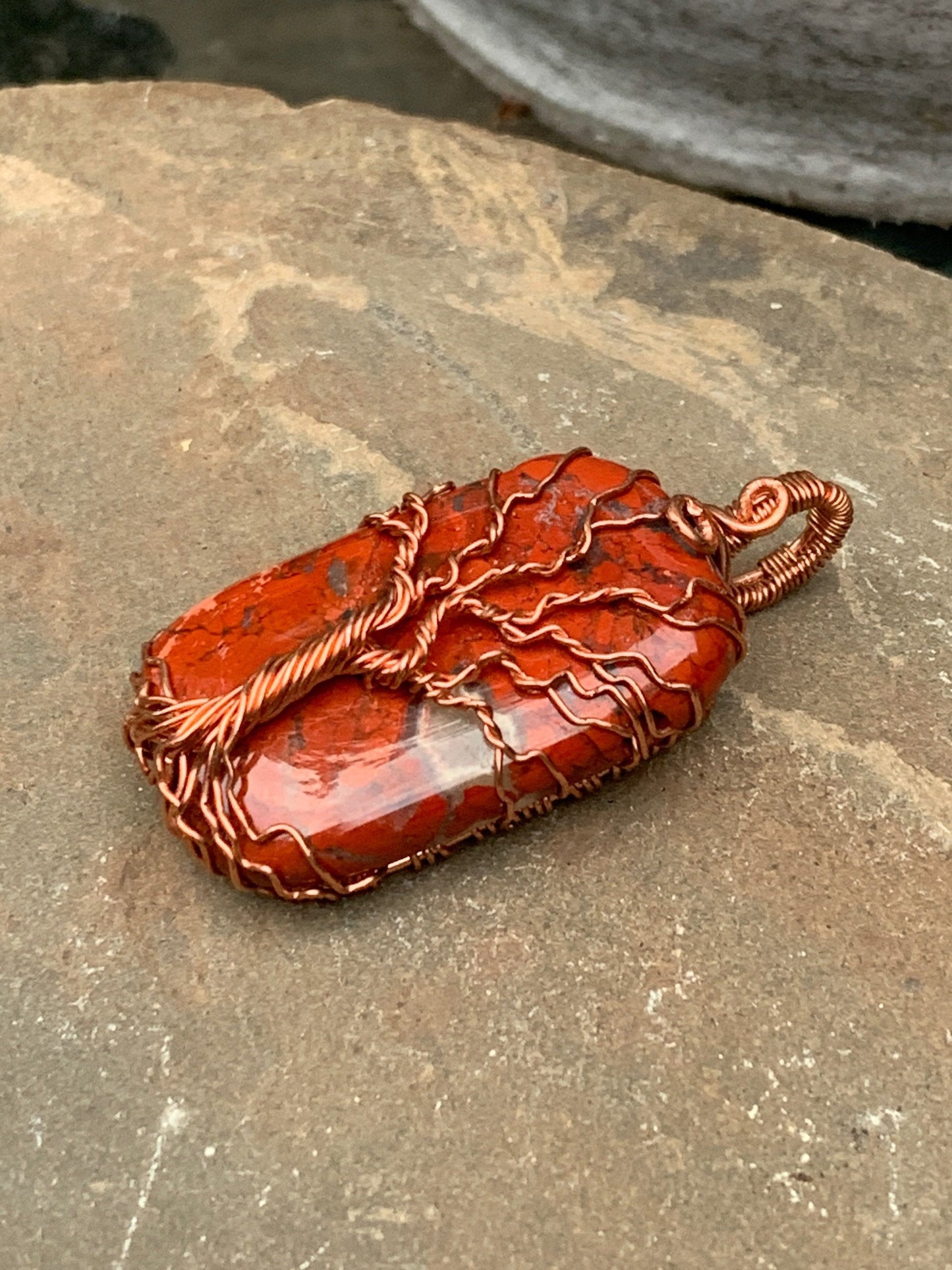 Poppy Jasper Tree of Life Pendant in Copper