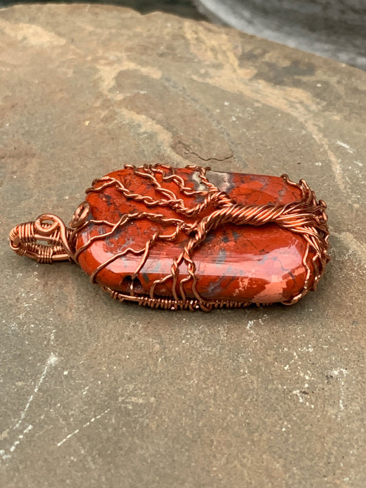 Poppy Jasper Tree of Life Pendant in Copper