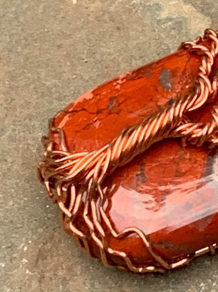 Poppy Jasper Tree of Life Pendant in Copper