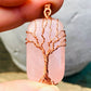 Rose Quartz Tree of Life Pendant in Copper