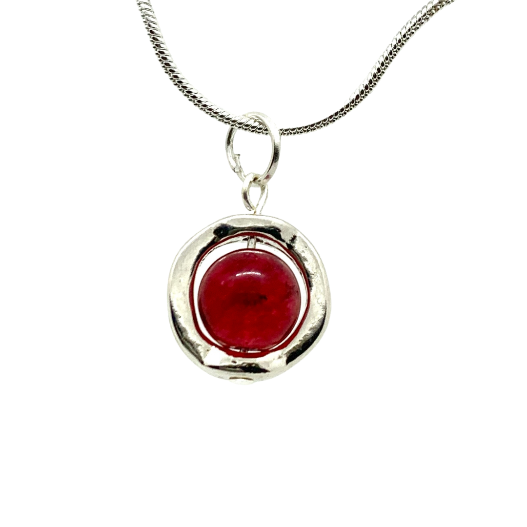 Ruby Jade Gemstone Spinner Necklace