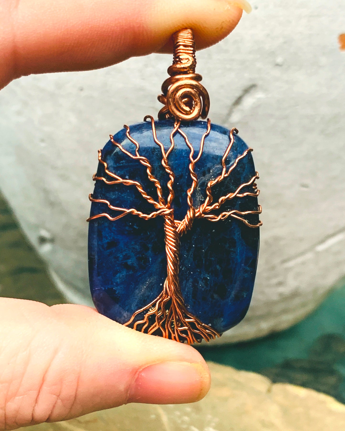 Lapis Tree of Life Necklace in Copper