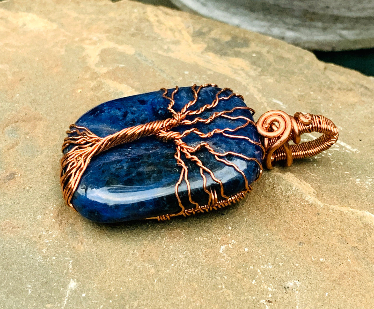 Lapis Tree of Life Necklace in Copper