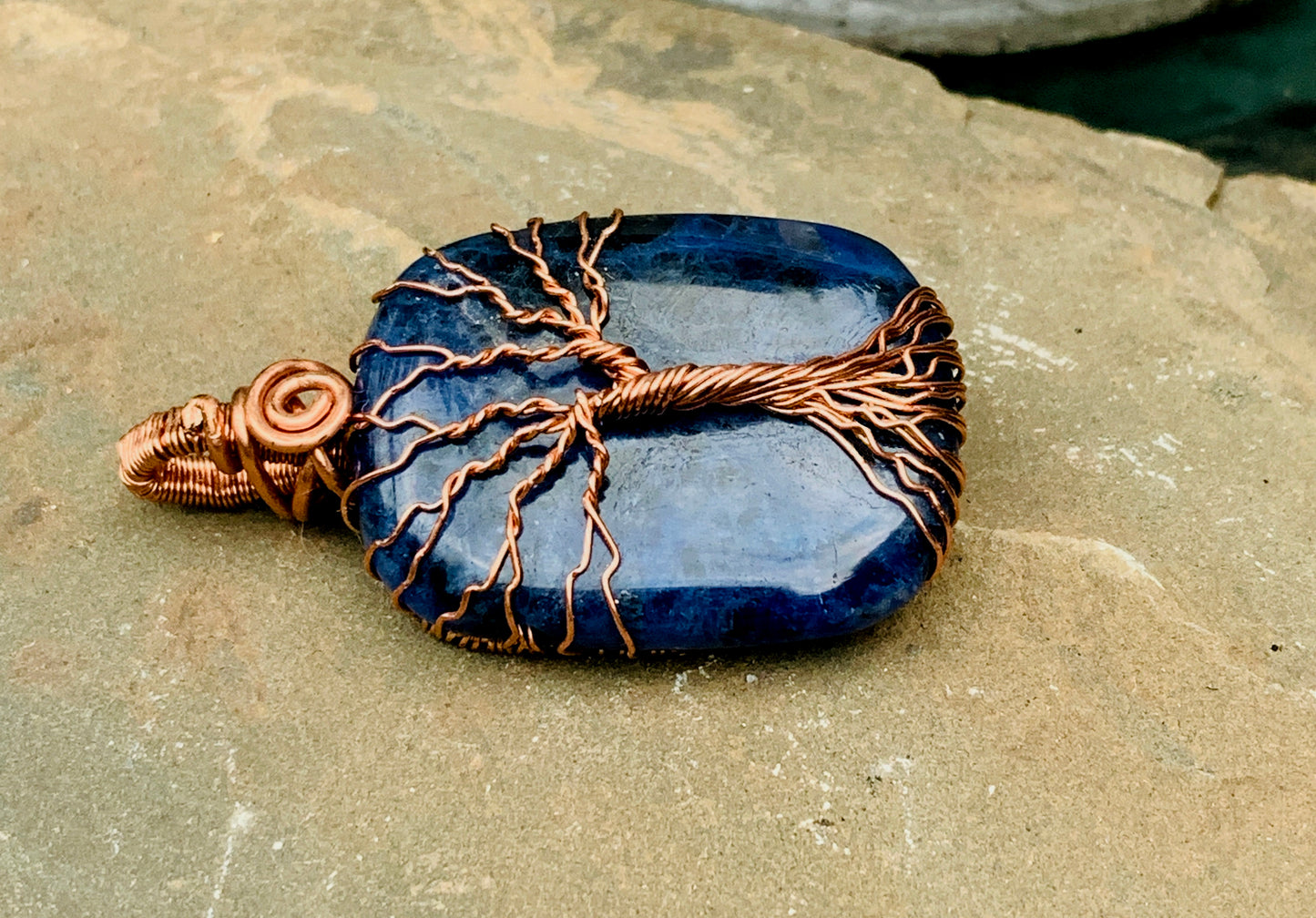 Lapis Tree of Life Necklace in Copper