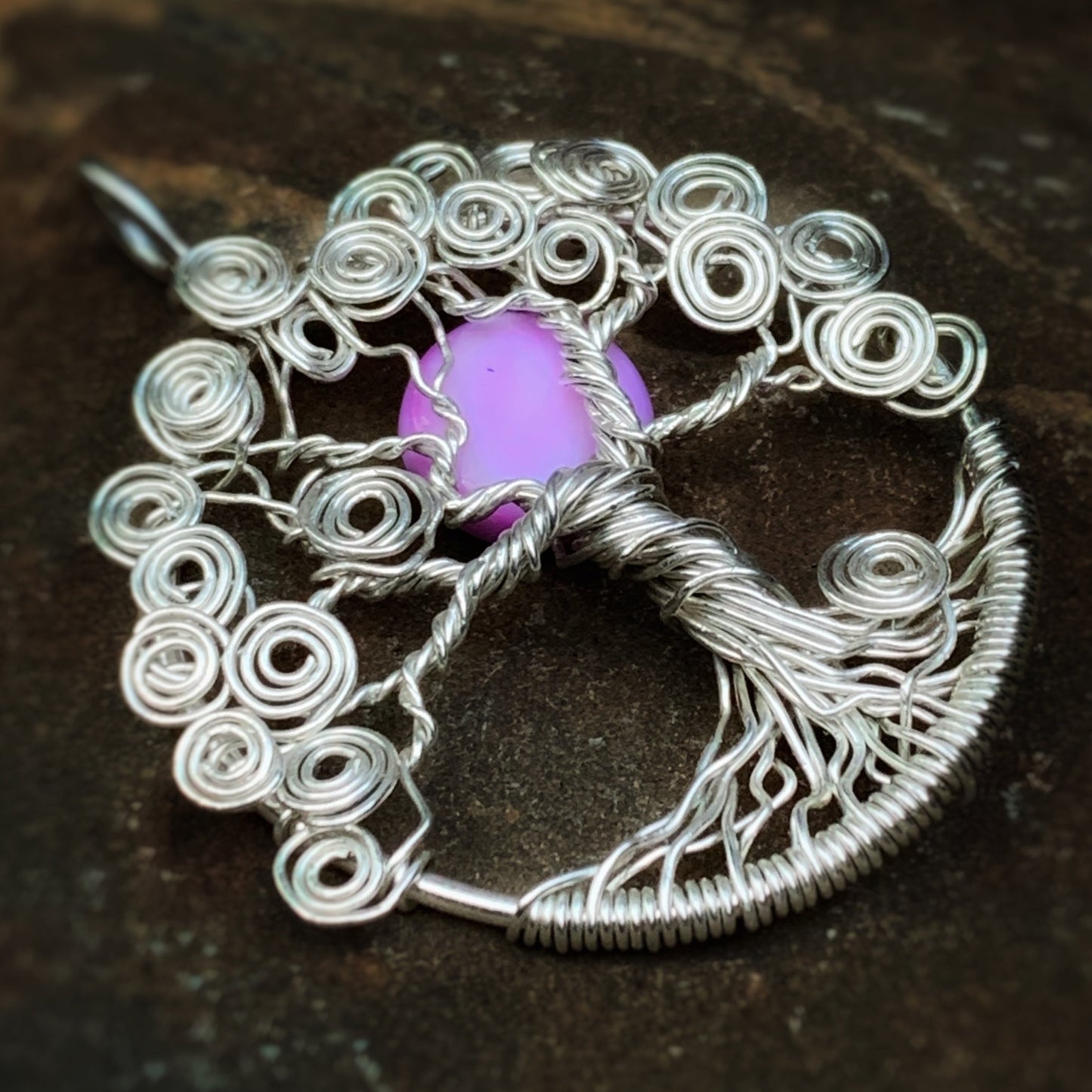 Sterling Silver Spiral Tree of Life - Purple Moon